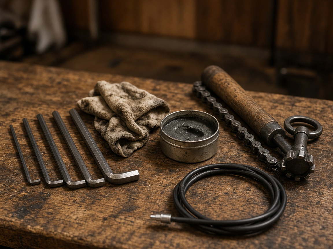 Établi de l'atelier, outils rangés en fin de journée
